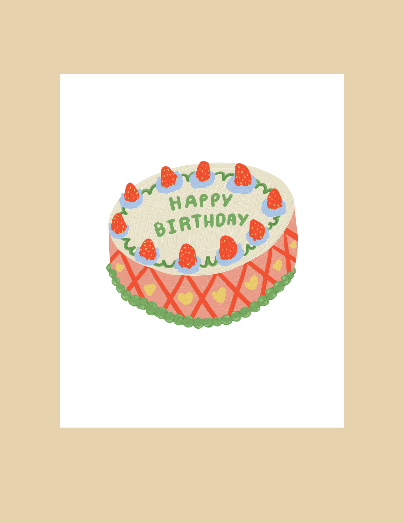 Nice Paper - Greeting Card - Strawberry Bday Cake -