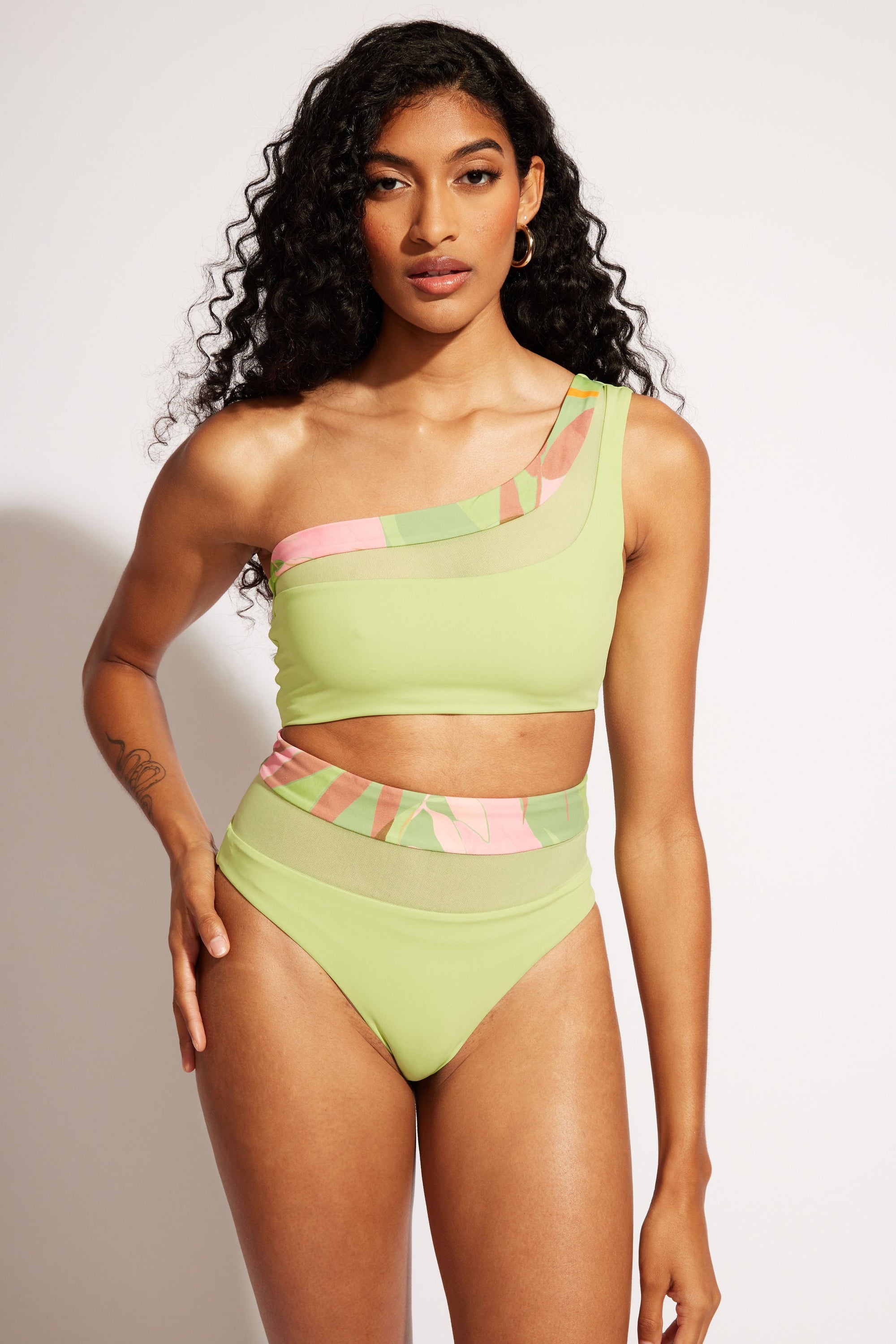 Nomads Swimwear - Bay Top II - Avocado/Birds of Paradise -
