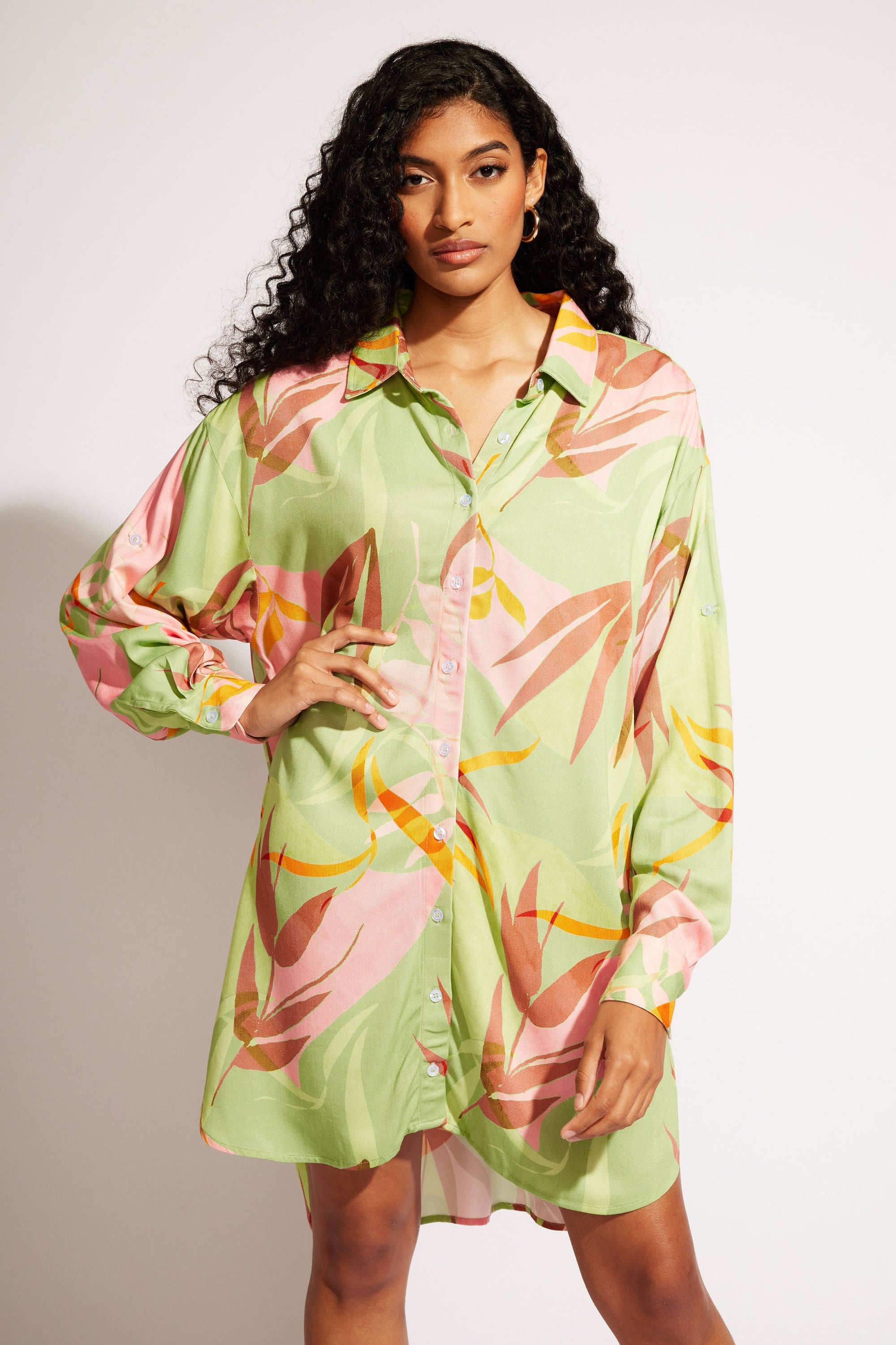 Nomads Swimwear - Sol Button-Up Shirt Dress - Birds of Paradise -