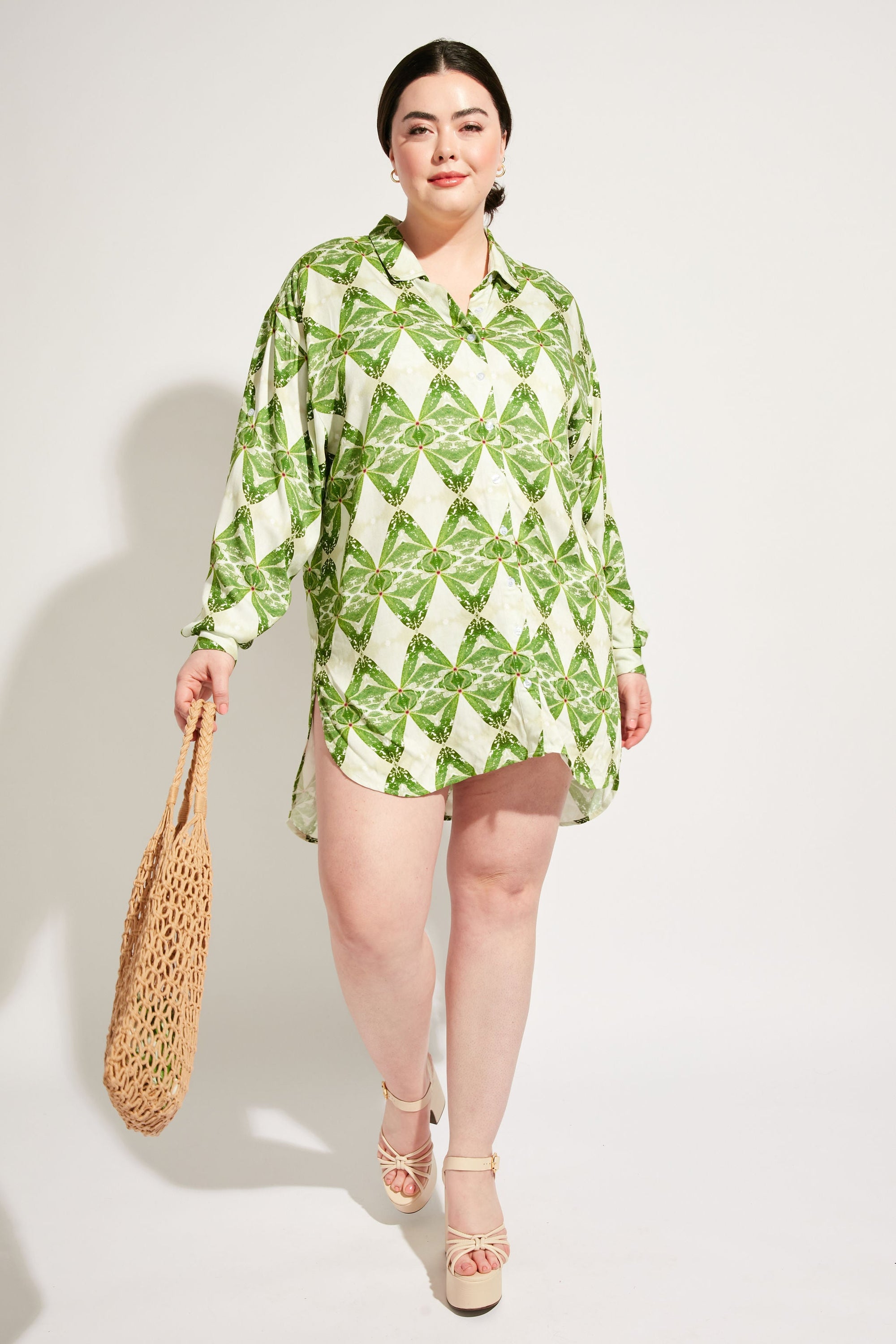 Nomads Swimwear - Sol Button-Up Shirt Dress - Pothos -