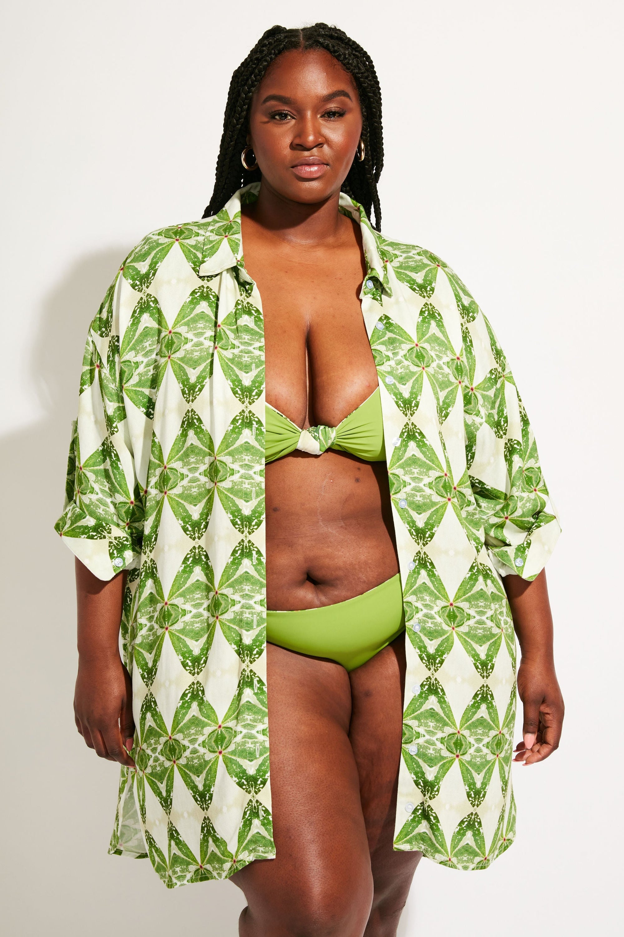 Nomads Swimwear - Sol Button-Up Shirt Dress - Pothos -