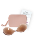 Boob-eez - Silicone Stick-on Bra + Beige Silicone Travel Case - Medium Nude -