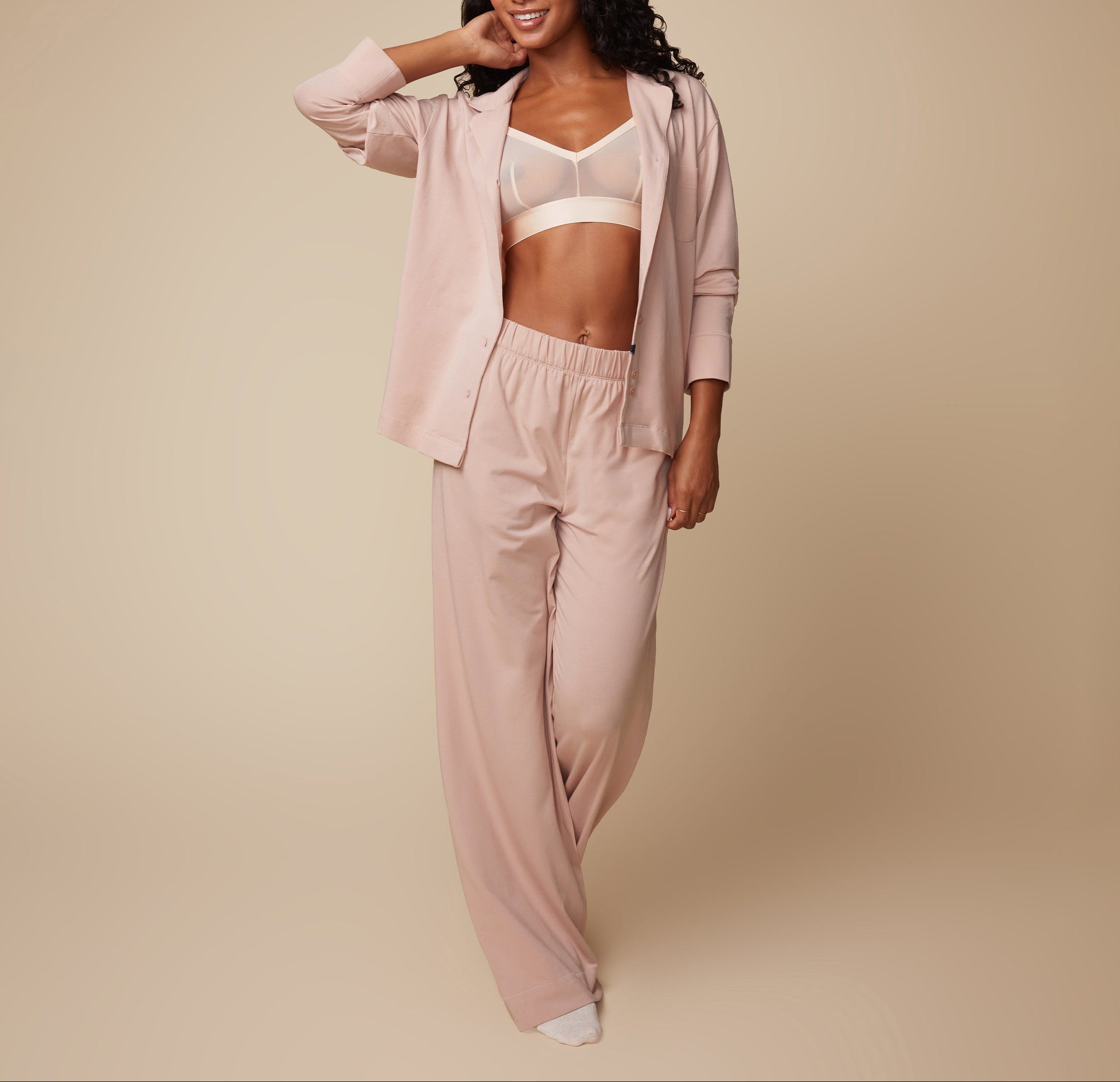 Harper Wilde - Perfect Pima Long Sleeve PJ Shirt - Bellini -