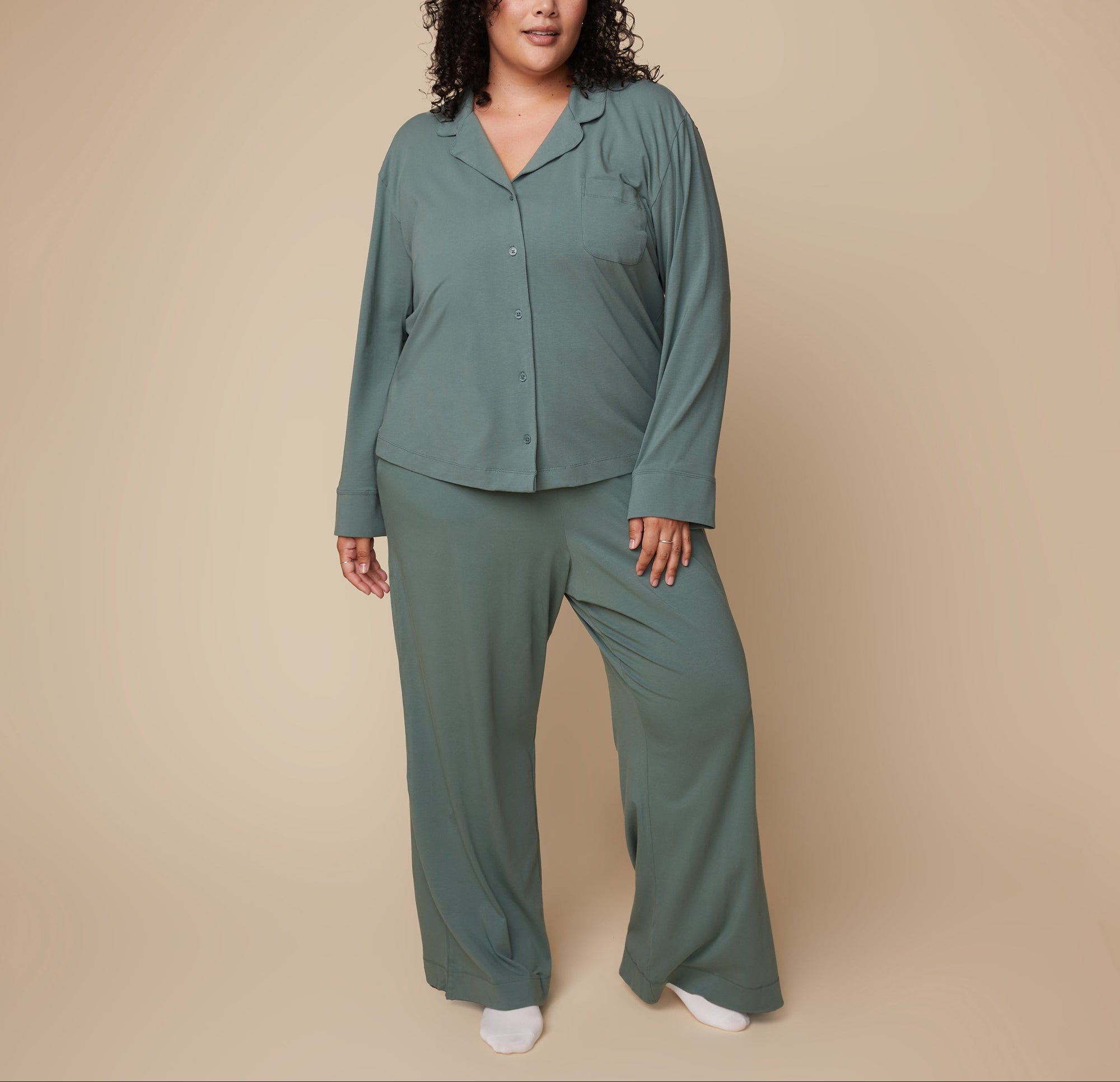 Harper Wilde - Perfect Pima Long Sleeve PJ Shirt - Rainforest -