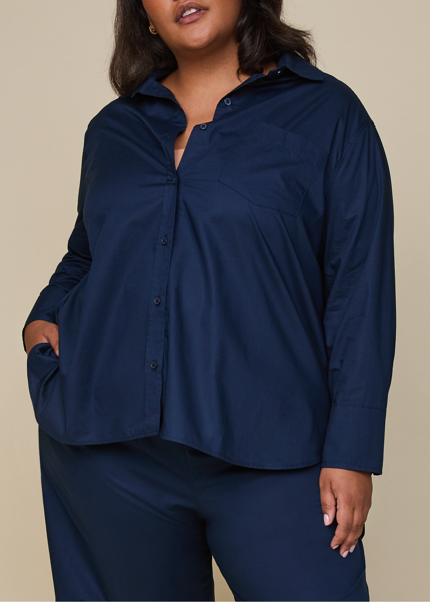 Harper Wilde - Classic Poplin Pajama Shirt - Midnight -