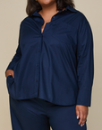 Harper Wilde - Classic Poplin Pajama Shirt - Midnight -