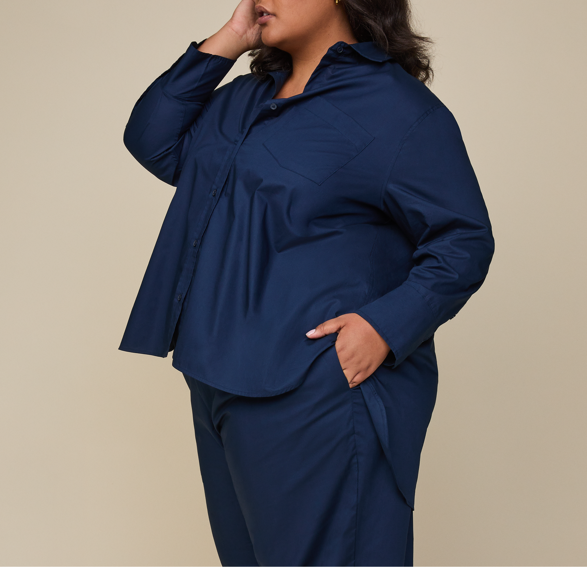Harper Wilde - Classic Poplin Pajama Shirt - Midnight -