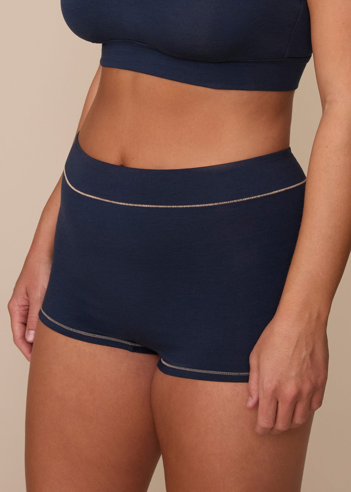 Harper Wilde - Cloud Cotton Highwaist Boyshort - Midnight w/ Tan -