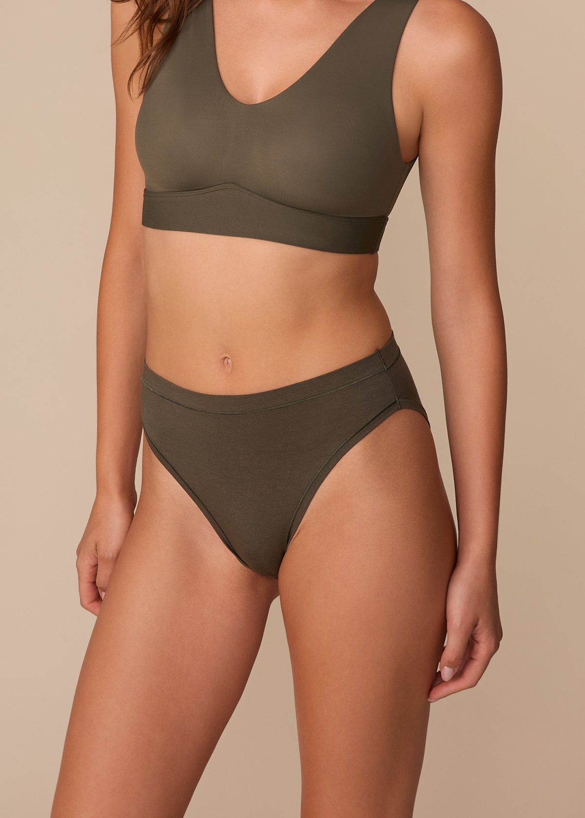 Harper Wilde - Cloud Cotton French Cut Brief - Olive -