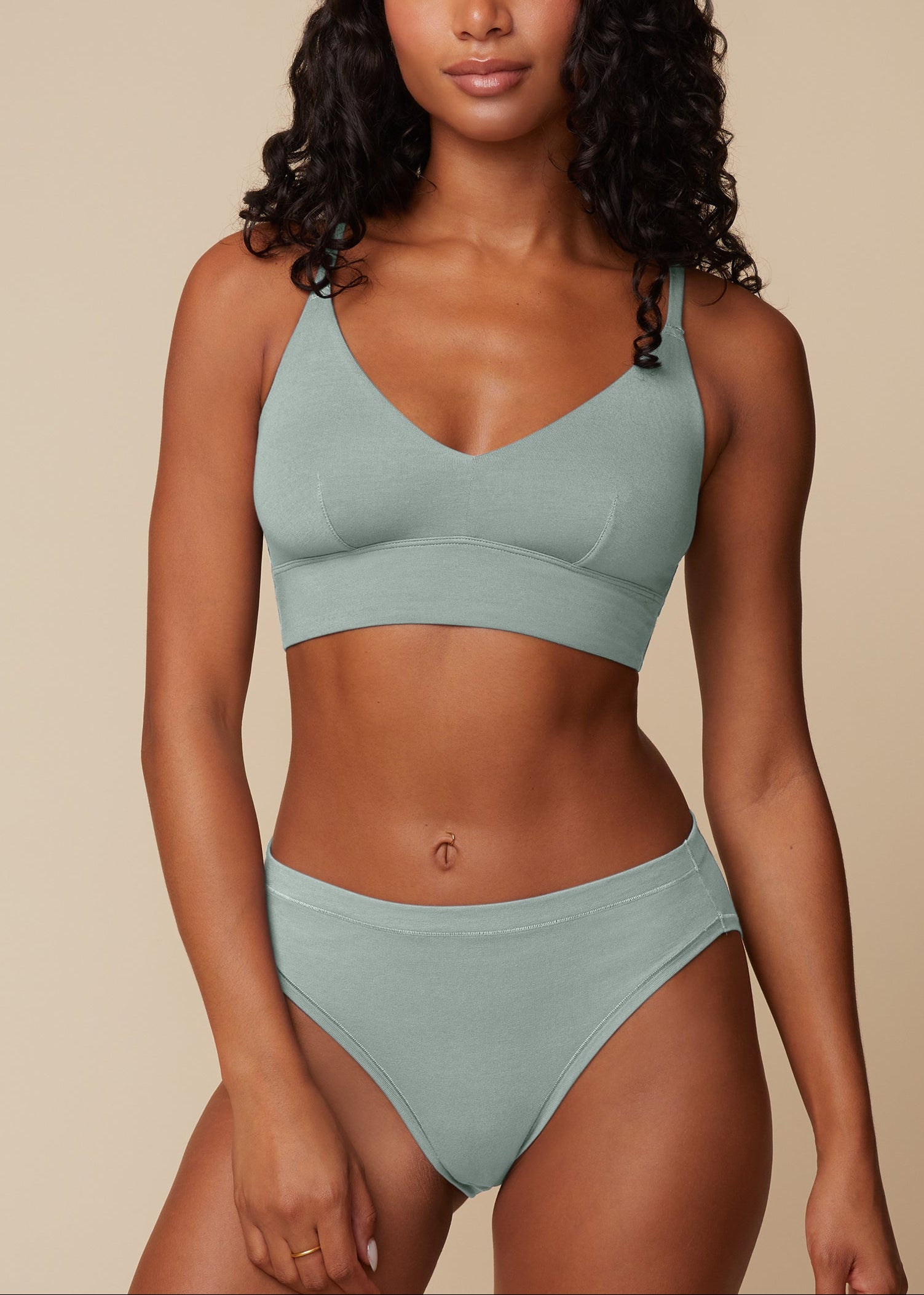 Harper Wilde - Cloud Cotton V-Neck Bralette - Seaglass -