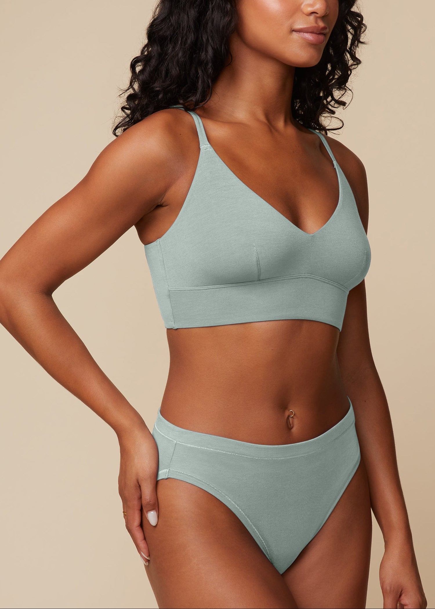 Harper Wilde - Cloud Cotton V-Neck Bralette - Seaglass -