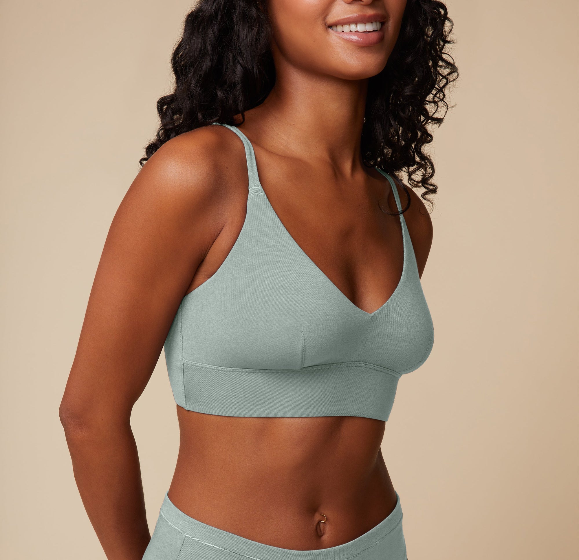 Harper Wilde - Cloud Cotton V-Neck Bralette - Seaglass -