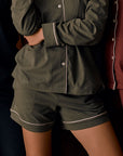 Perfect Pima Short (Piping) - Olive