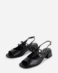Intentionally Blank - Peaches Slingback Heel - BLACK LEATHER