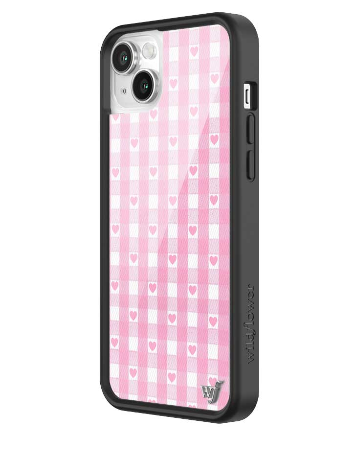 Wildflower iPhone case 14 Plus Pink Gingham Hearts Vintage Cute Classic 2