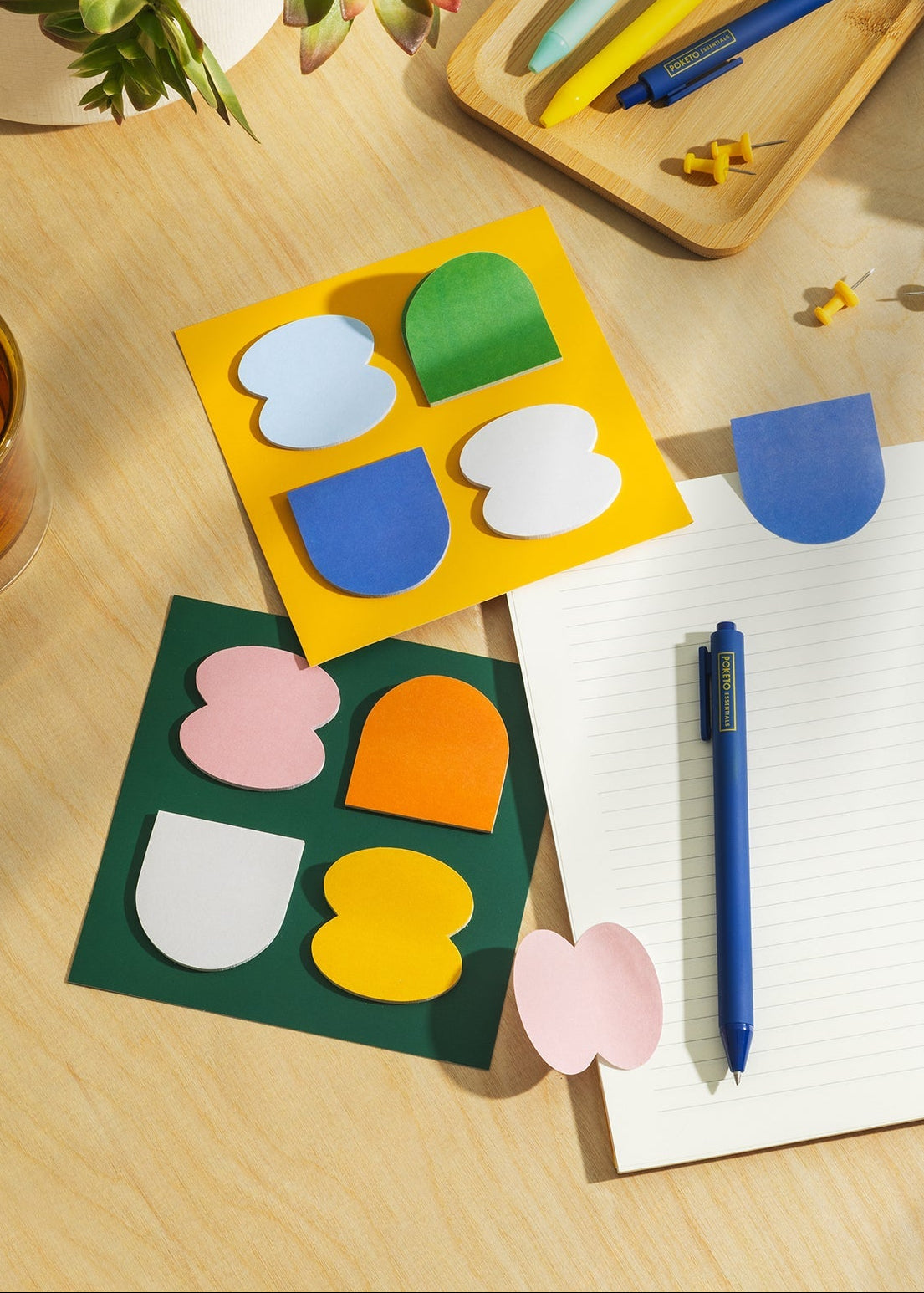 Poketo - Essential Sticky Notes - Yellow/Forest, 2 pack -