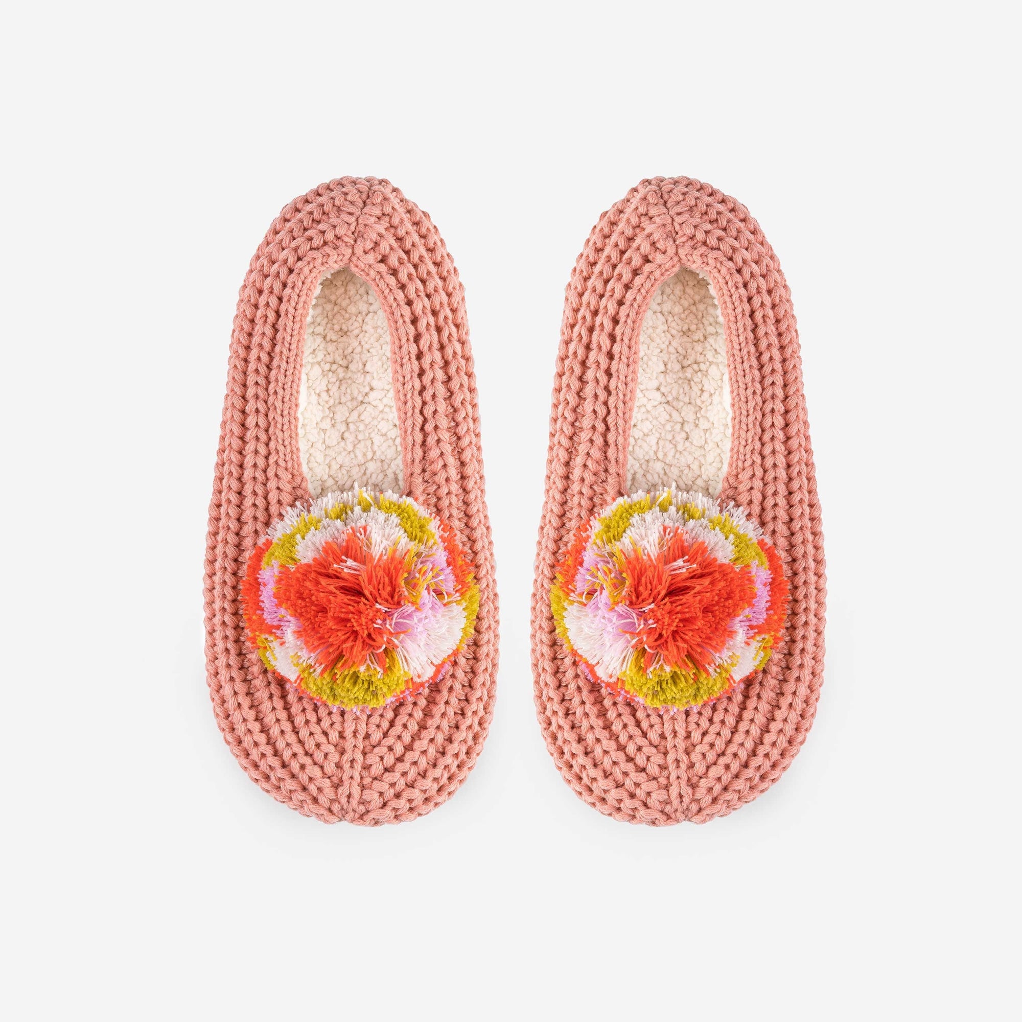 Marble Pom Knit Slippers