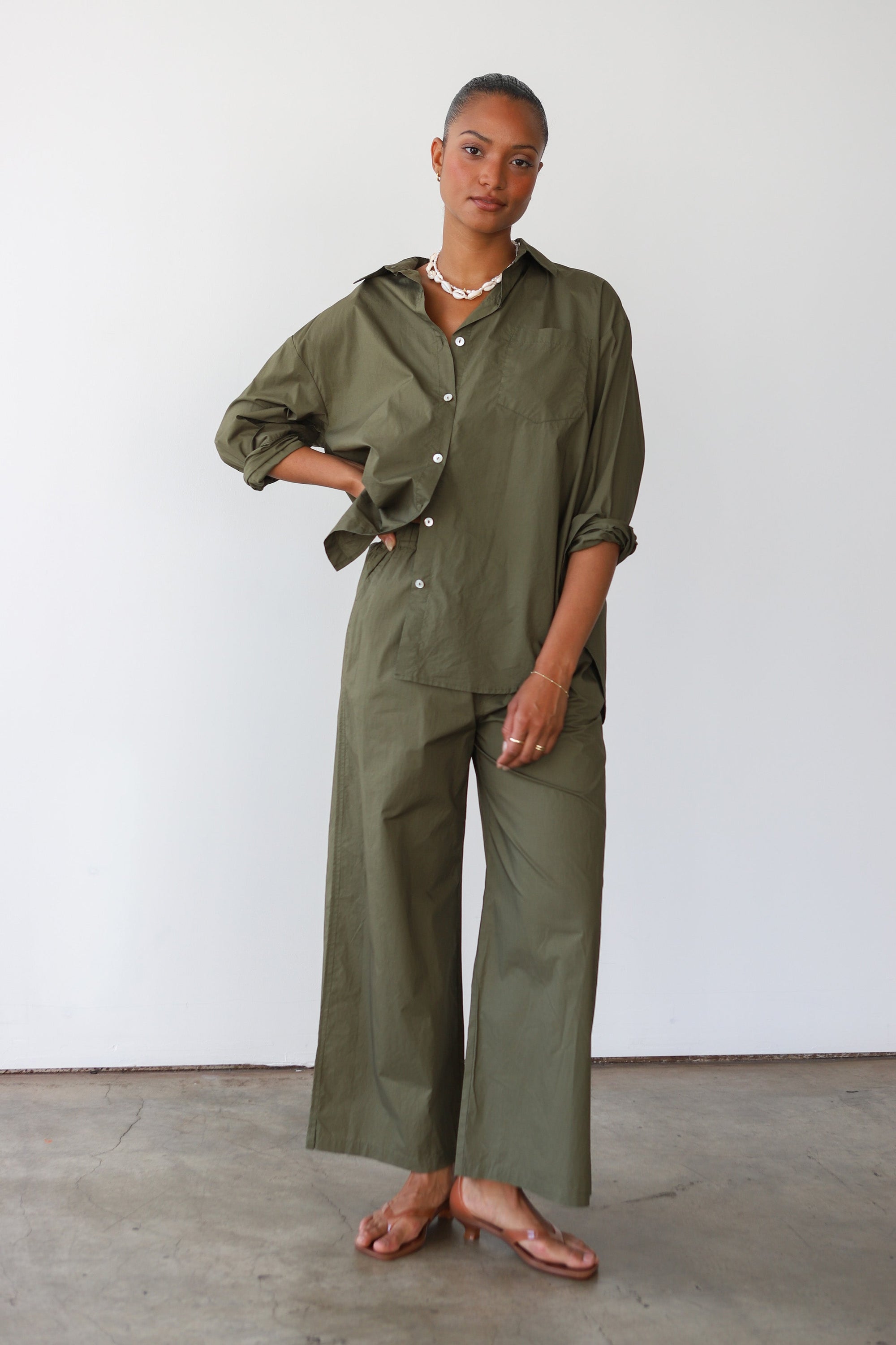 The Poplin Boxer Pant - Olive