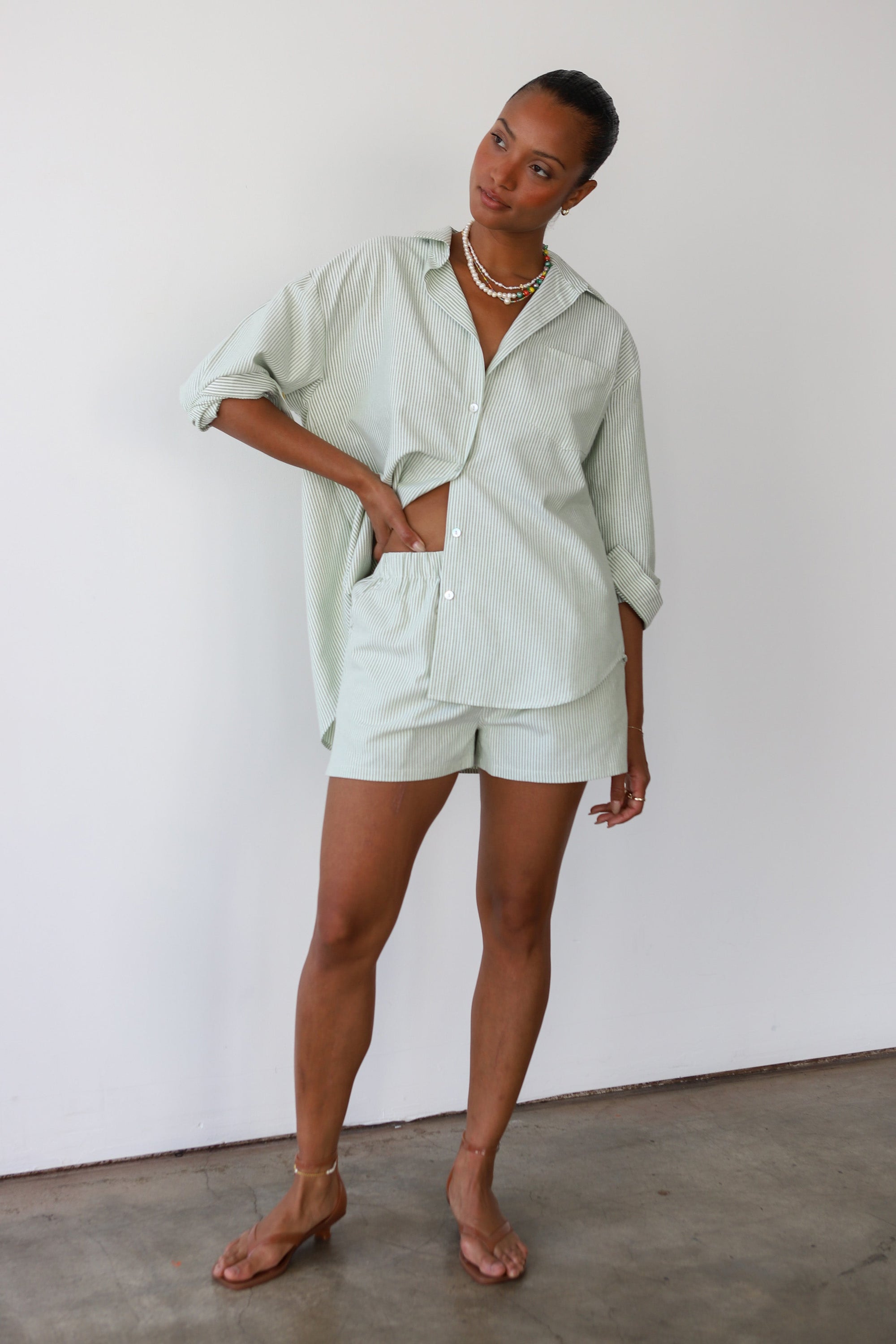 The Pinstripe Boxer Short - Green