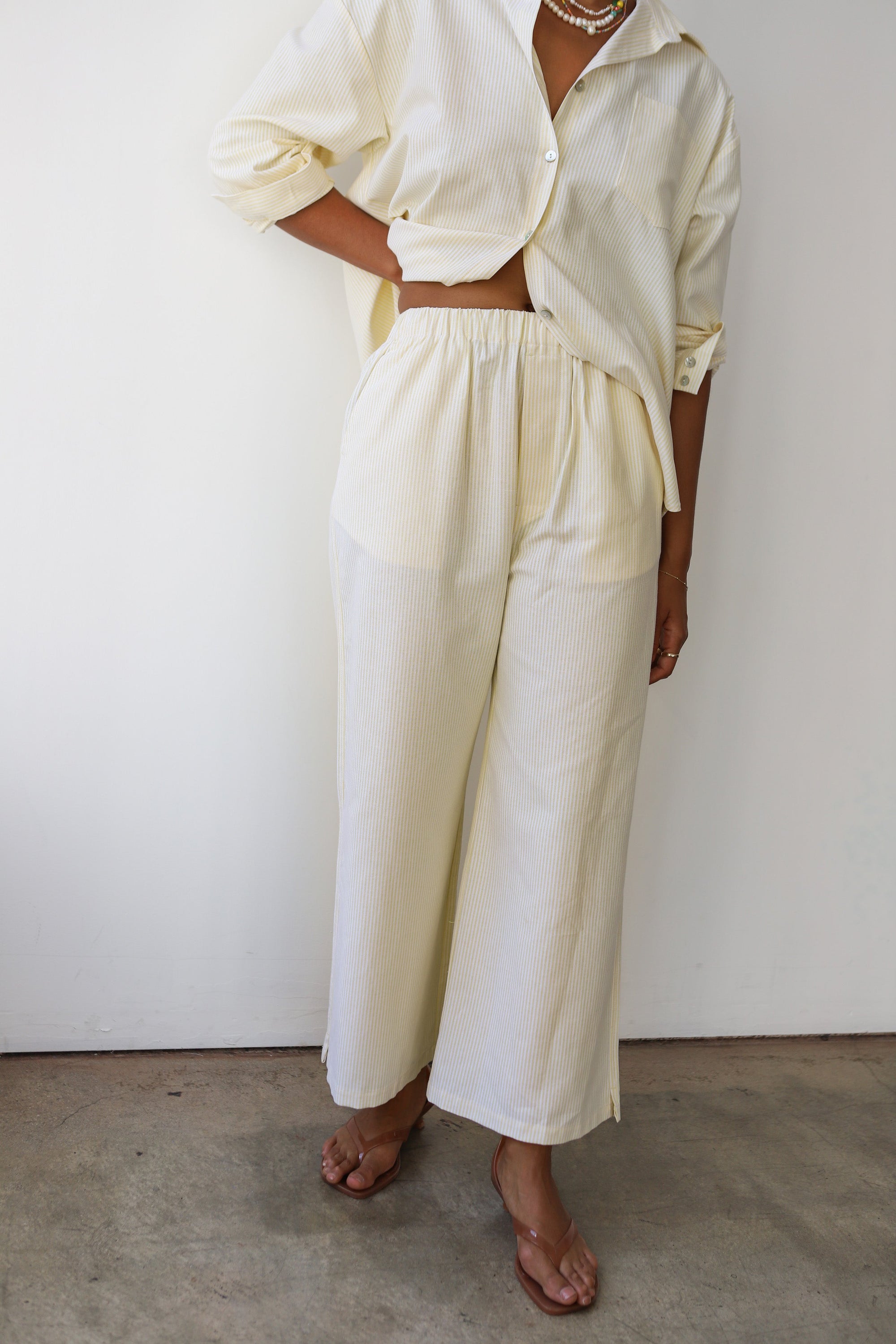The Pinstripe Boxer Pant - Butter