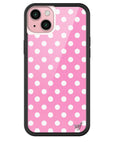 Wildflower iPhone case 15 Plus Pink Polka Dots Cute Classic