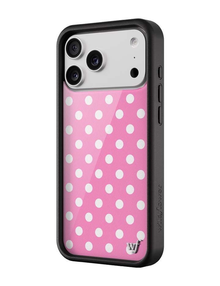 Wildflower iPhone case 17 Pro Max Pink Polka Dots Cute Classic
