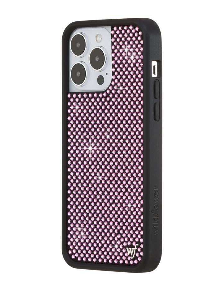 Wildflower iPhone case 14 Pro Max Rhinestone | Pink Sparkle Cute