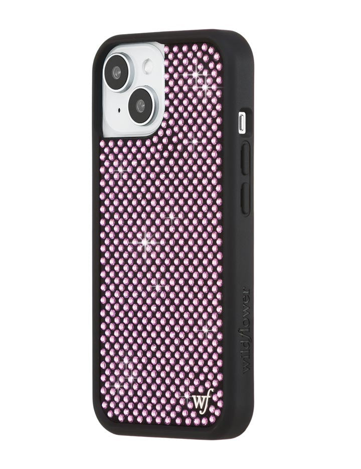 Wildflower iPhone case 15 Rhinestone | Pink Sparkle Cute