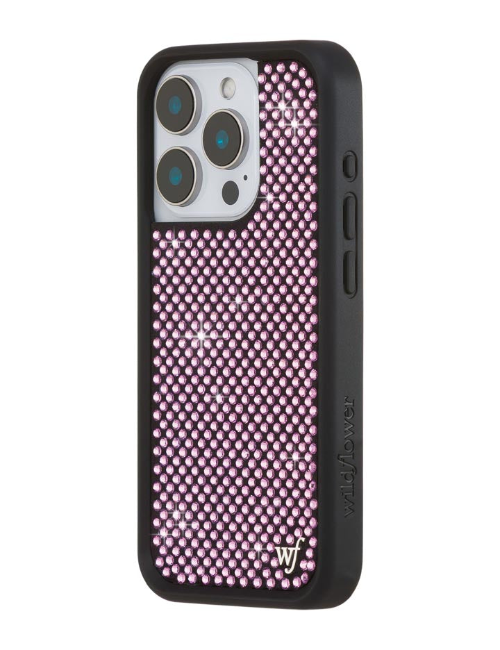 Wildflower iPhone case 15 Pro Rhinestone | Pink Sparkle Cute