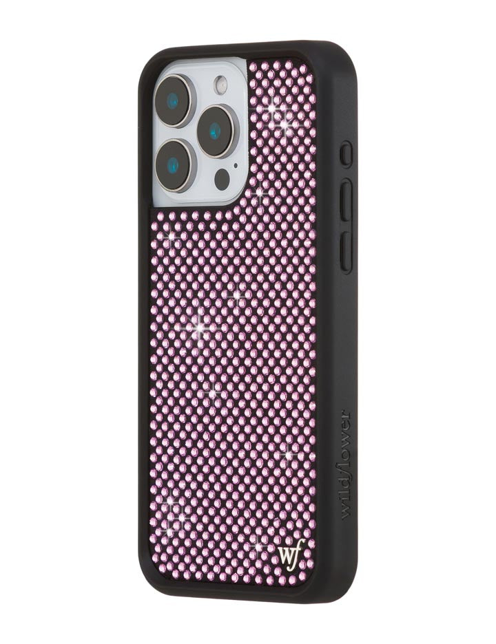Wildflower iPhone case 15 Pro Max Rhinestone | Pink Sparkle Cute