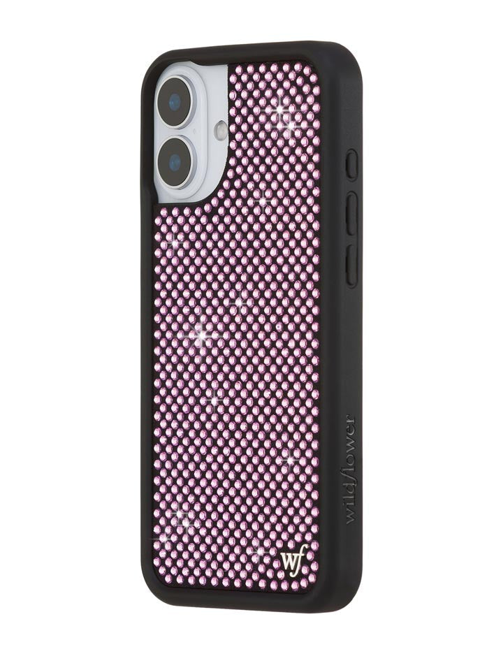 Wildflower iPhone case 16 Plus Rhinestone | Pink Sparkle Cute