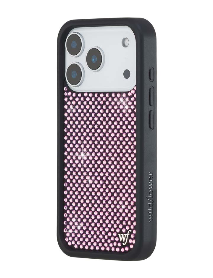 Wildflower iPhone case 17 Pro Rhinestone | Pink Sparkle Cute