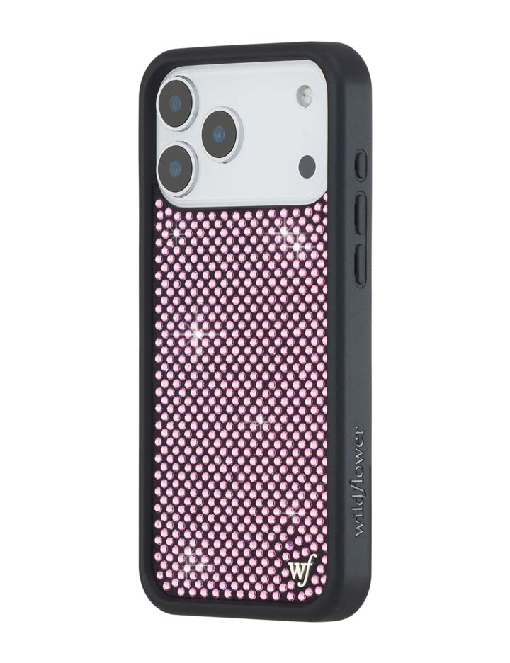 Wildflower iPhone case 17 Pro Max Rhinestone | Pink Sparkle Cute