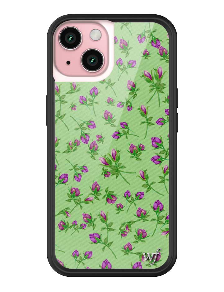 Wildflower iPhone case 15 Purple Posie Rosie Cute Green