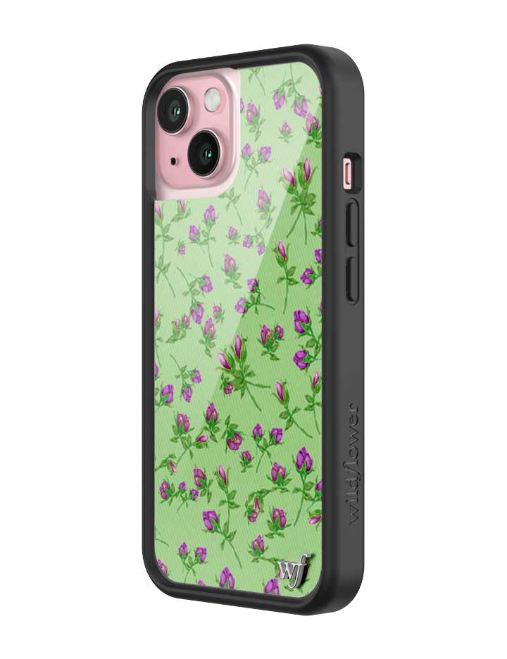 Wildflower iPhone case 15 Purple Posie Rosie Cute Green