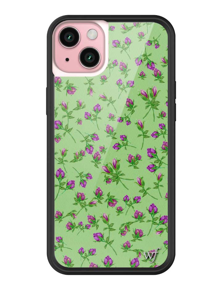 Wildflower iPhone case 15 Plus Purple Posie Rosie Cute Green