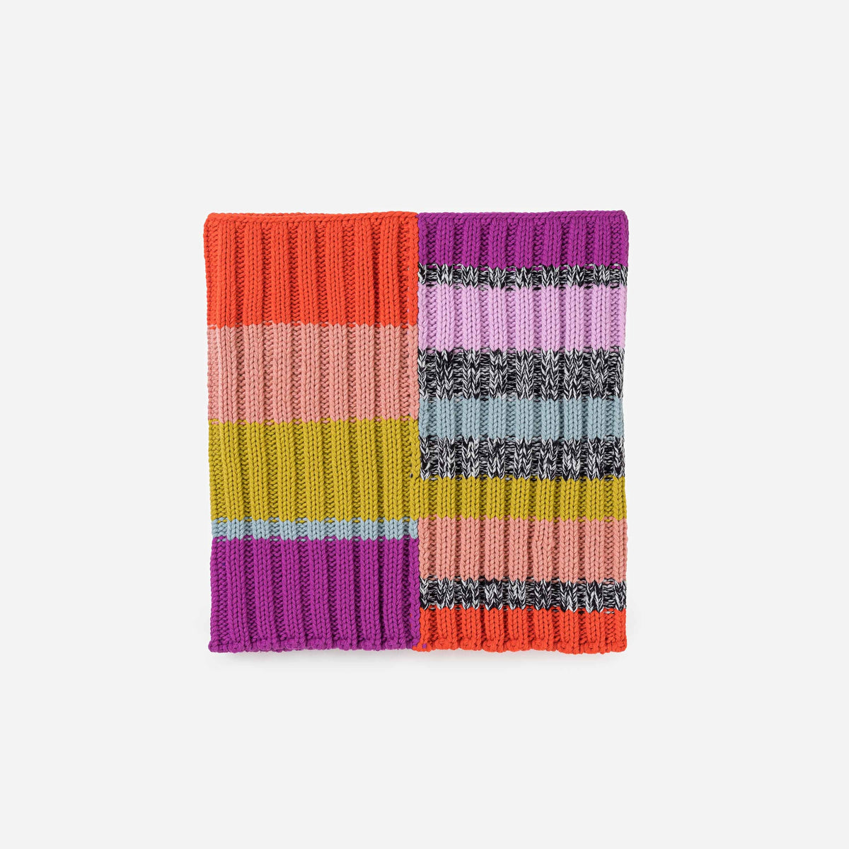 Verloop - Patchwork Stripe Knit Snood - Rainbow
