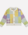 Gigi Knitwear - Patchwork Cardigan - Lime Multi -