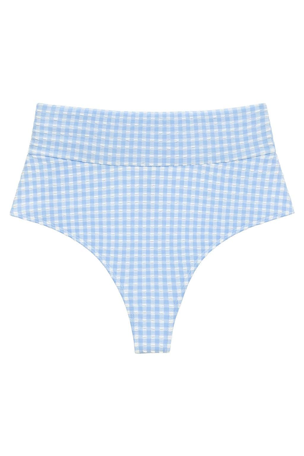 Montce - Peri Micro Gingham Added Coverage High Rise Bikini Bottom -