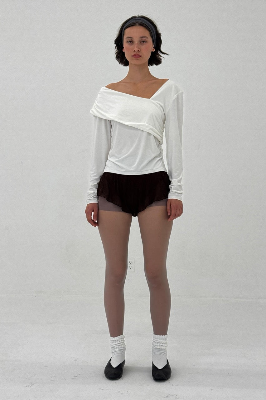 Find Me Now - Half Open Shoulder Top - White -