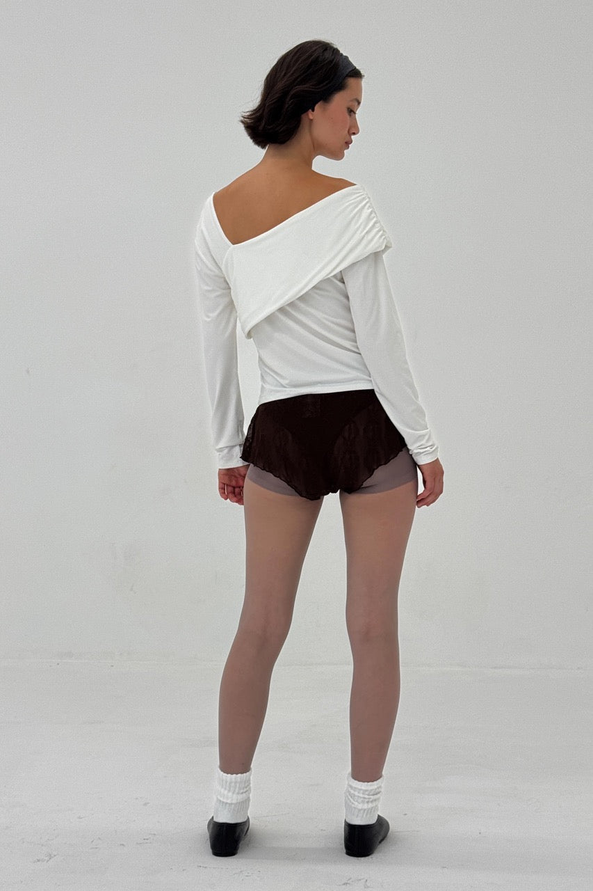 Find Me Now - Half Open Shoulder Top - White -