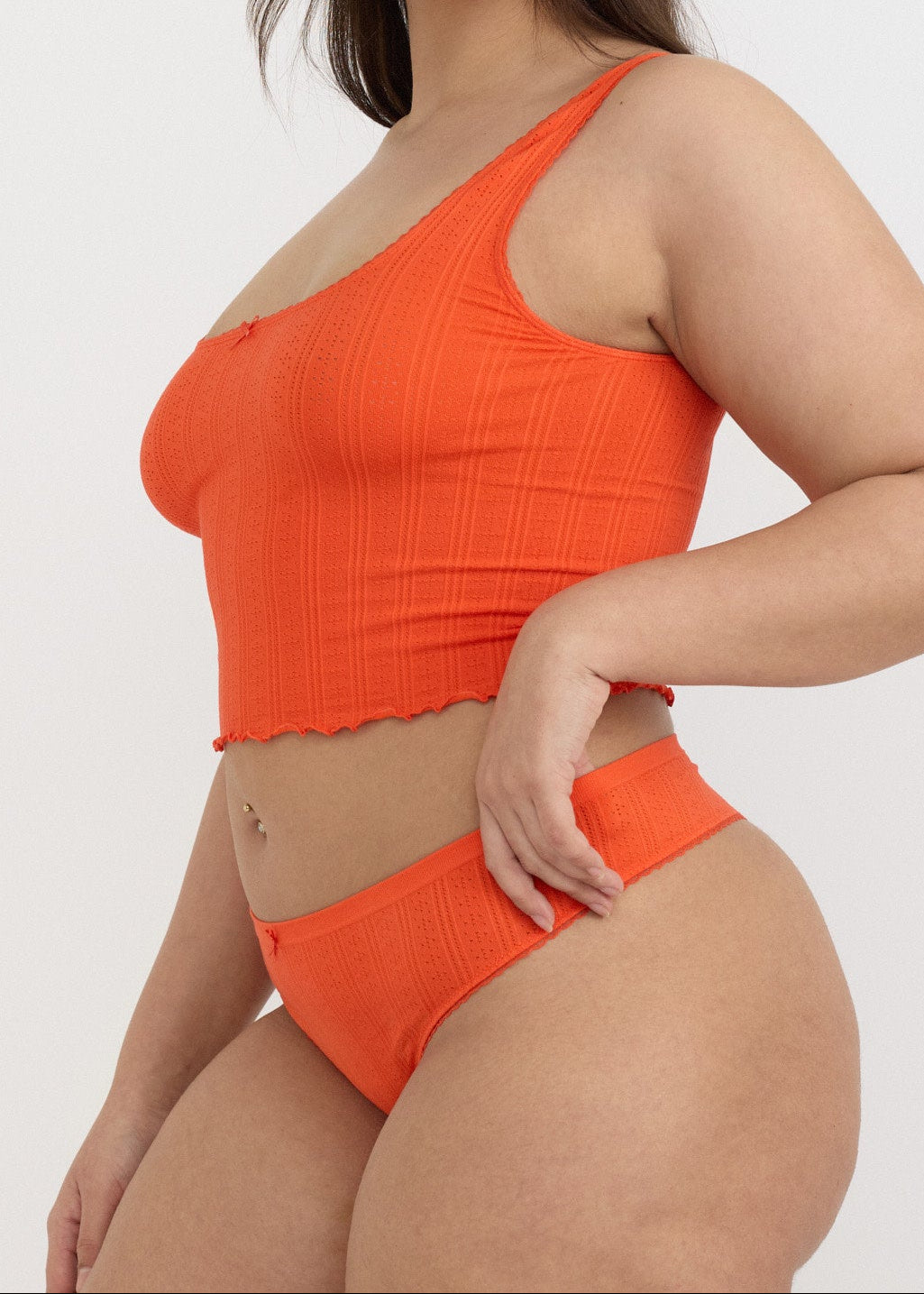 Organic Basics - Pointelle Cami - Vibrant Red -