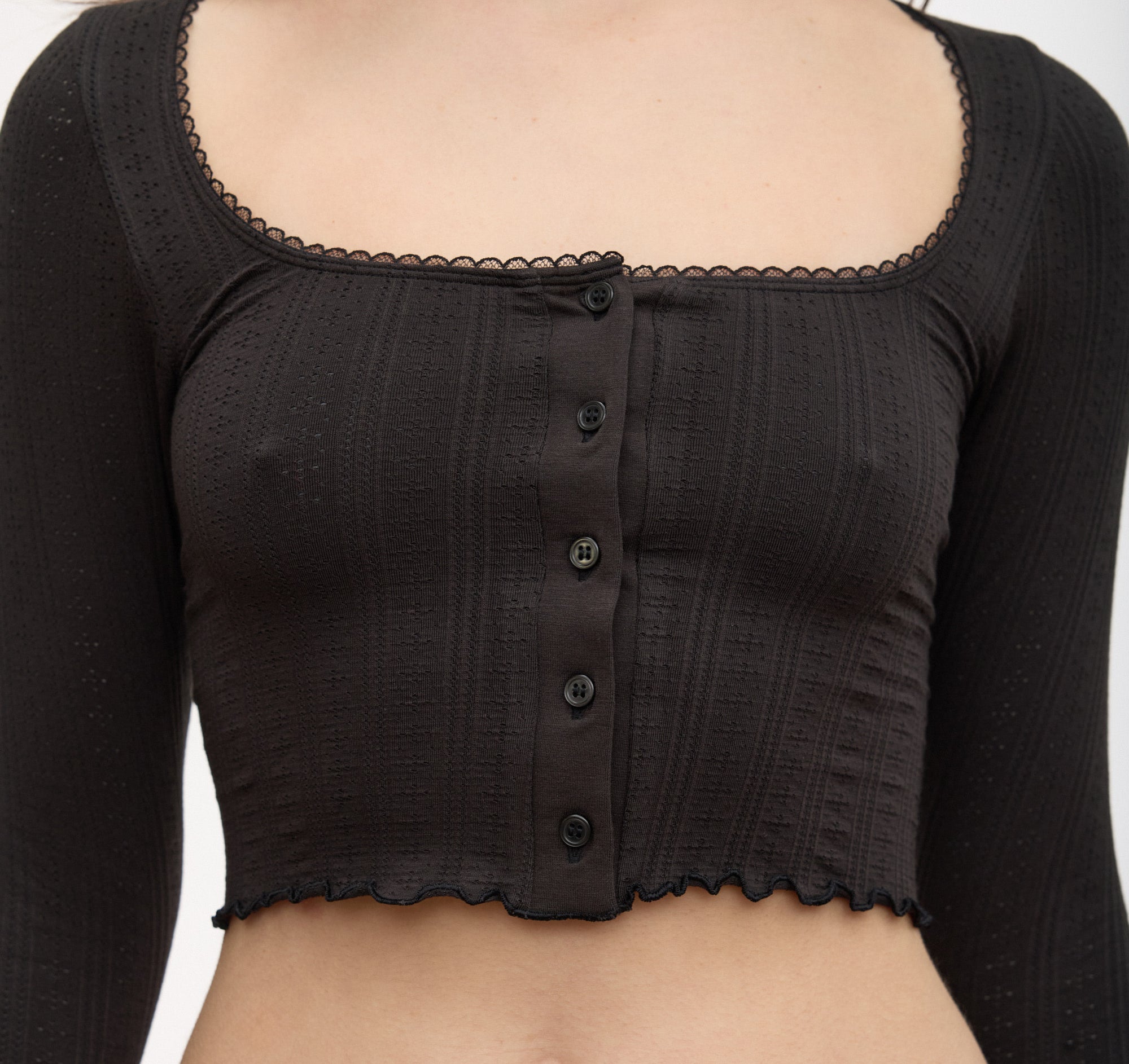 Organic Basics - Pointelle Cardigan - Black -
