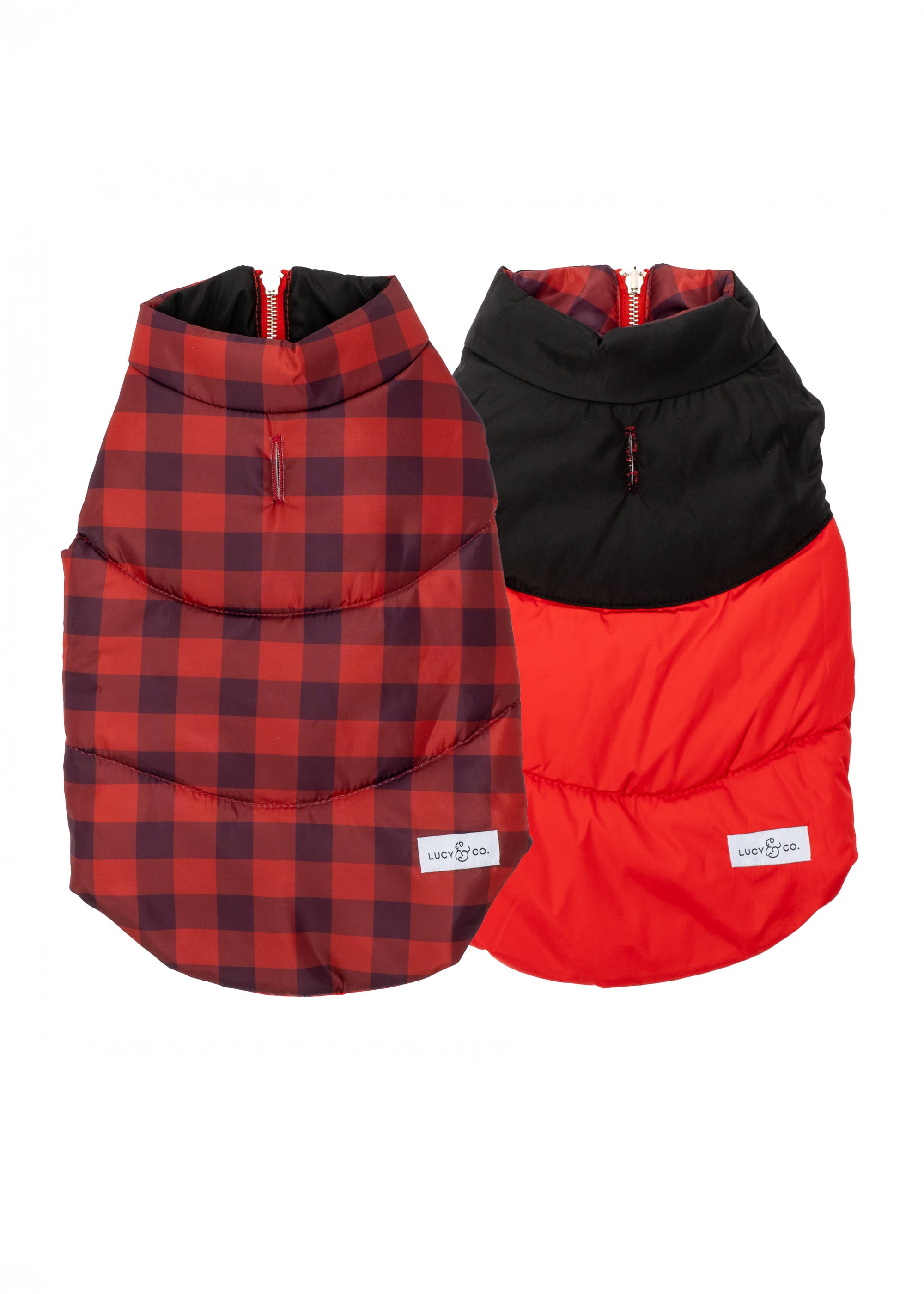 Lucy & Co. - Reversible Puffer Vest - Holly Jolly -