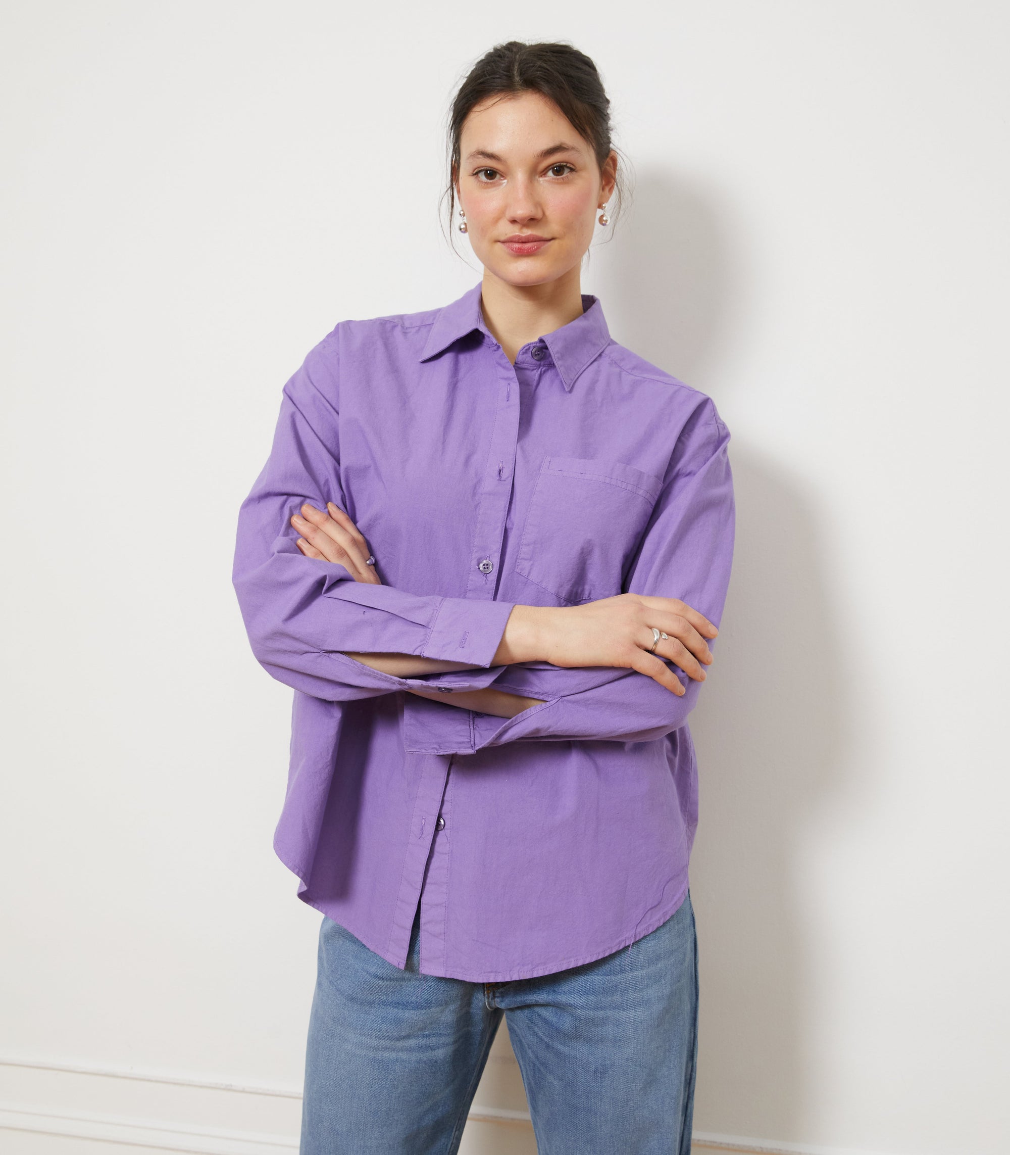 Loup - Diana Relaxed Button Up Shirt - Purple -