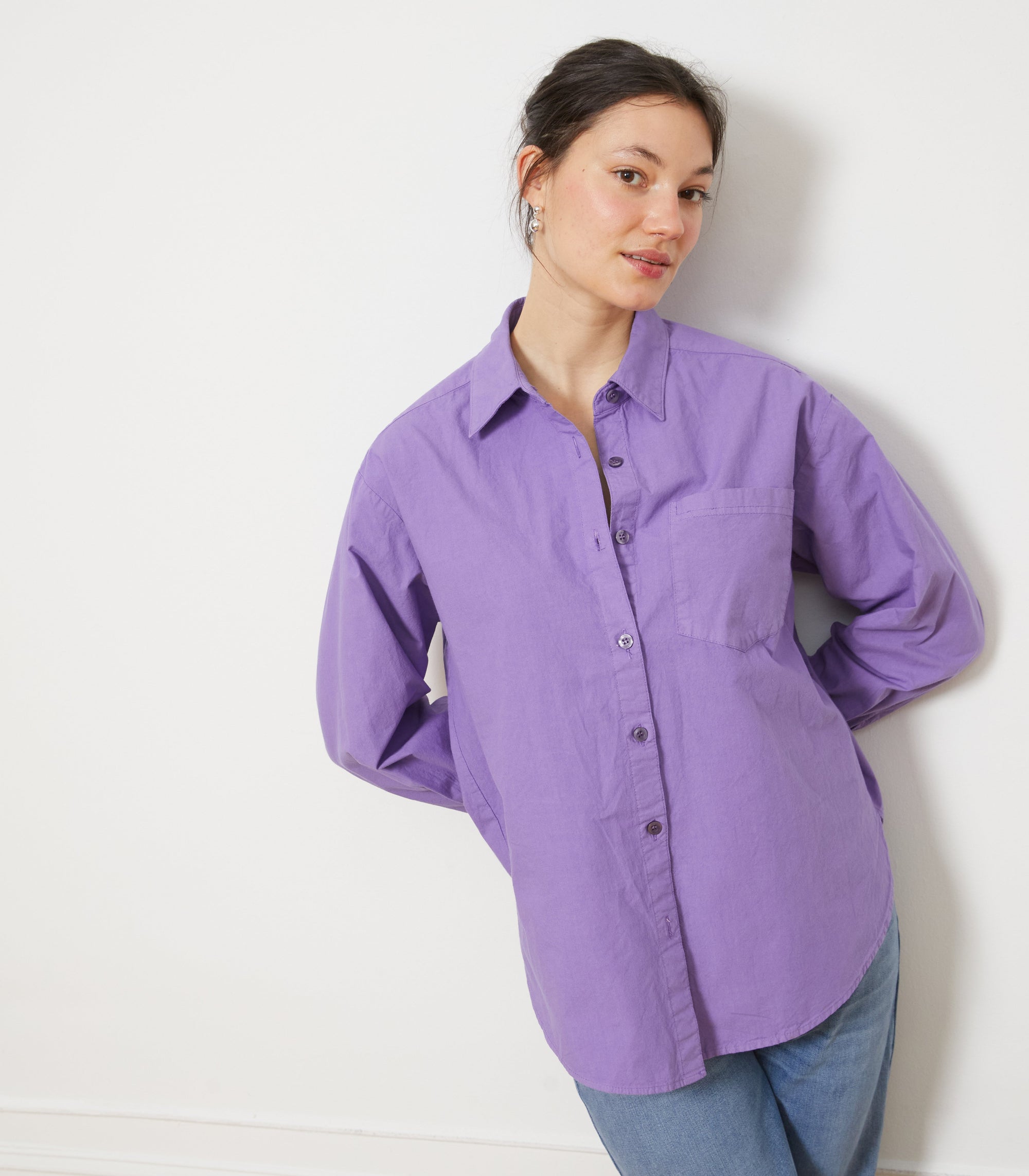 Loup - Diana Relaxed Button Up Shirt - Purple -
