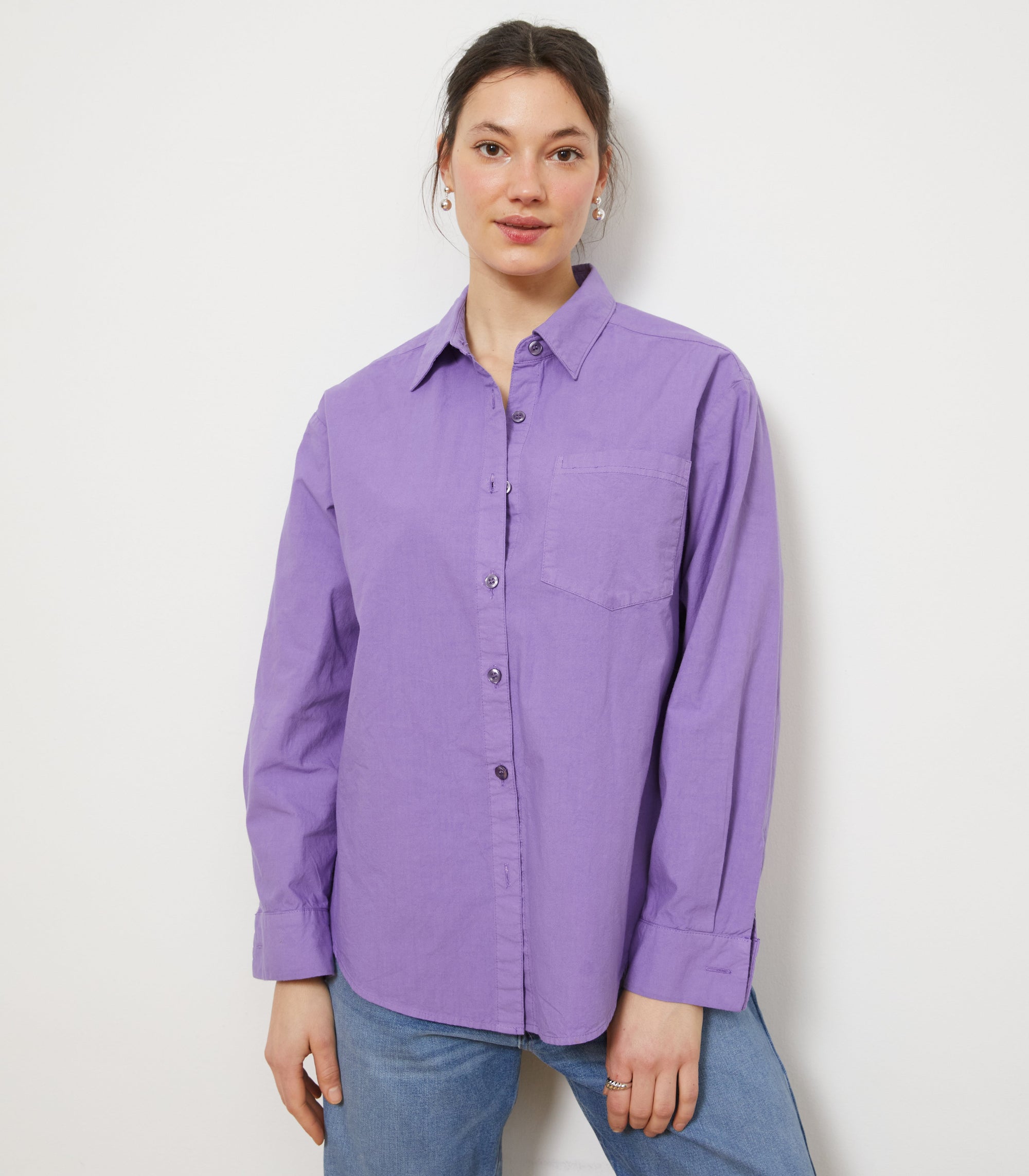 Loup - Diana Relaxed Button Up Shirt - Purple -