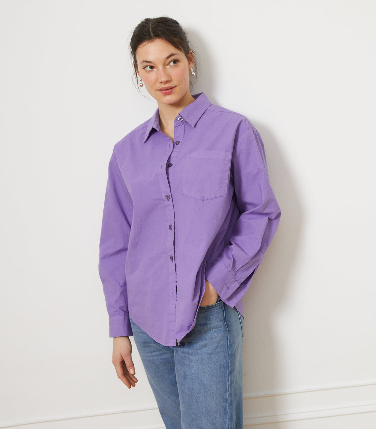 Loup - Diana Relaxed Button Up Shirt - Purple -