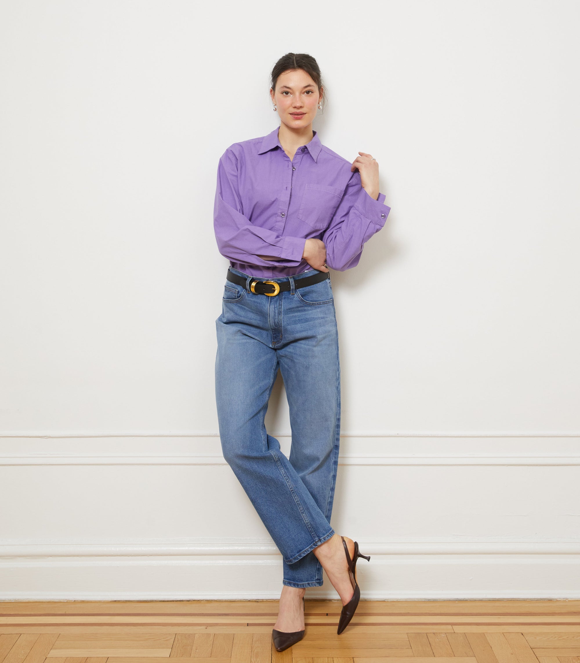 Loup - Diana Relaxed Button Up Shirt - Purple -
