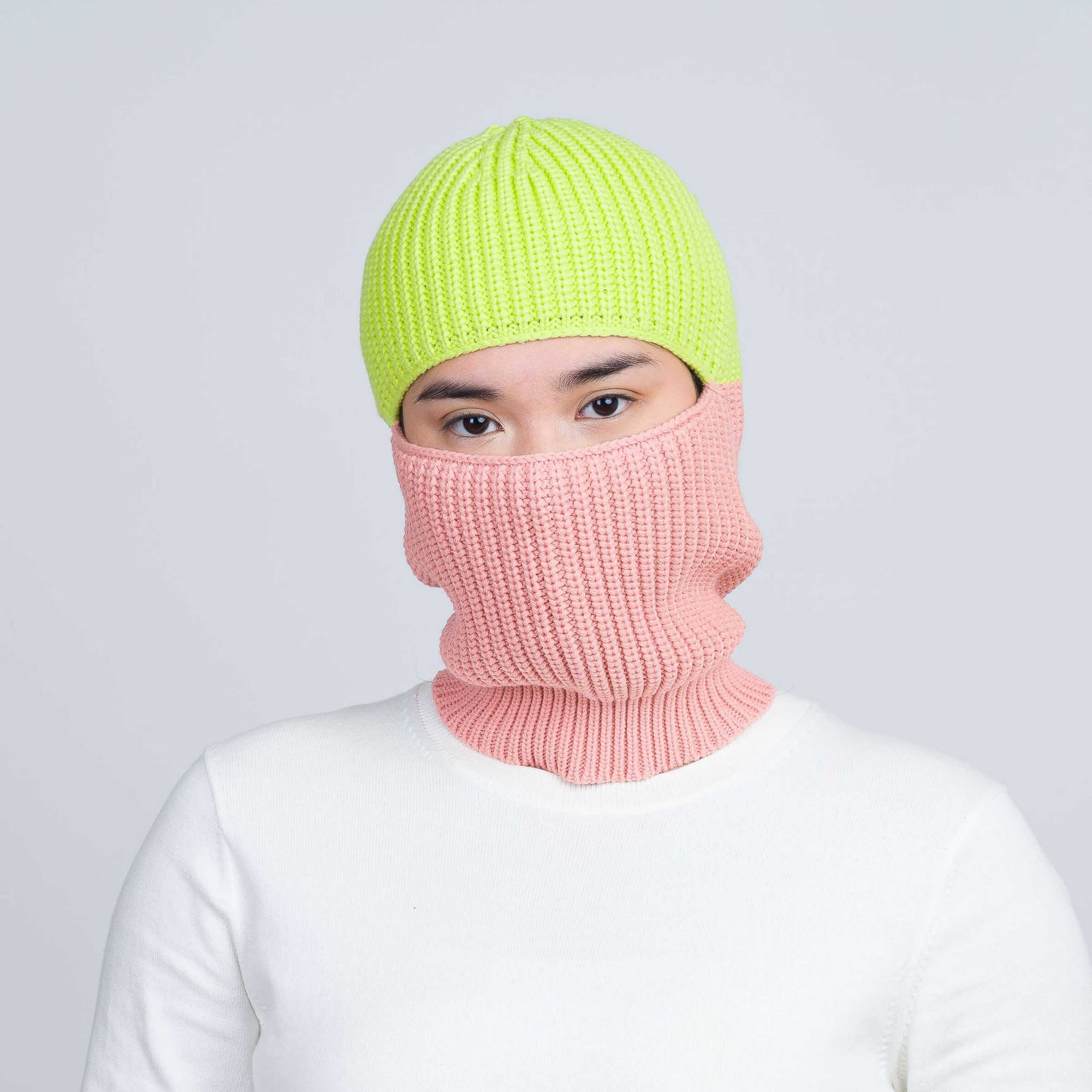 Ribbed Colorblock Balaclava